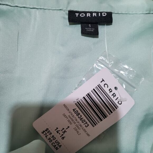 Torrid Madison Satin Button-Up Long Sleeve Shirt - Size 1X‎ - Picture 6 of 11